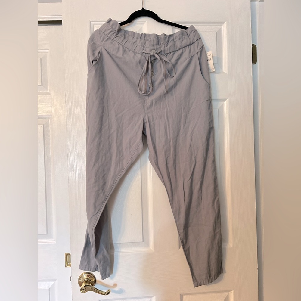 Blank NYC Gray Cotton High Waisted Paperboy Pants NWT - Picture 1 of 9